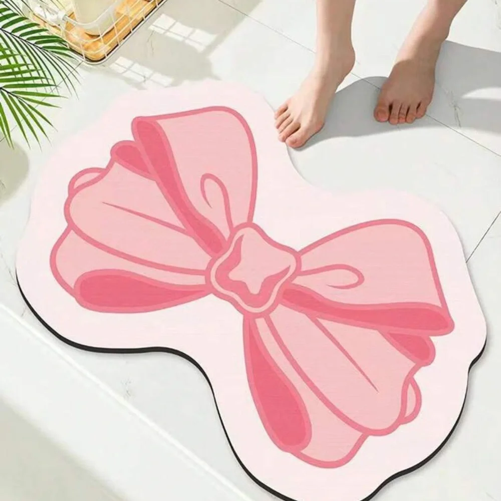 Bathroom Rug Bow Bath Rug Non-Slip Absorbent Bath Mat Bathroom Tub And Shower